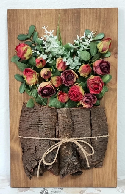 Roses in a log